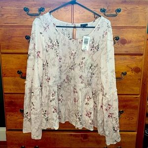 Cream Floral Shirt Torrid Size 2